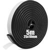 SDLDEER Nastro adesivo in gomma espansa autoadesivo, 25 mm (larghezza) x 10 mm (profondità) x 5 m(lunghezza), per finestre, guarnizioni delle porte, sigilli anti-collisione, isolamento acustico
