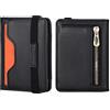 nuoku Portafoglio minimalista per uomo, portafoglio da uomo in pelle sottile RFID, portafoglio tascabile frontale bifold con finestra ID e slot per carte elastiche, massimo 9 carte, nero