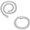 HALUKAKAH Placcato in Platino Diamante Cubano Bracciale a Maglie Collana di Gioielli per Uomo, Oltre 1500 Lab Diamanti, Larghezza 12mm Lunghezza 20cm,45cm con Confezione Regalo