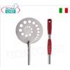 Pala Pizza a Sfornare Tonda Forata Inox, diametro 15 cm, con manico scorrevole