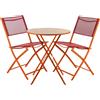 altri brand Set tavolo giardino tondo arancione con 2 sedie fucsia
