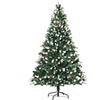 Easycomfort Albero di Natale Innevato 180cm con Rami Folti, Bacche Rosse, Base Pieghevole e Rimovibile