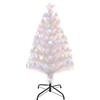 EasyComfort Albero di Natale Artificiale con Luci LED Colorate e Fibre Ottiche 90 Rami Base in Metallo Pieghevole 90cm - Bianco