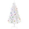 Easycomfort Albero di Natale Bianco 180cm con Addobbi e 930 Rami, Albero di Natale Artificiale in PVC