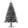 Easycomfort Albero di Natale Innevato 150cm con Bacche Decorative Bianche, Base Rimovibile Pieghevole, 378 Rami, Verde