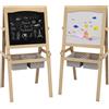 EasyComfort Lavagna per Bambini con Cavalletto 3 in 1 e Cestini, Età 3-6 anni, 58x50.5x109cm, Color legno