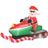 EasyComfort Babbo Natale Gonfiabile su Motoslitta con Luci LED Integrate Decorazione Natalizia da Esterno - Verde/Rosso