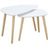 EasyComfort Set 2 Tavolini da Salotto Impilabili Stile Nordico con Gambe in Legno, Bianco