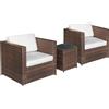 Easycomfort Set Mobili da Giardino Rattan PE da 3 Pezzi, 2 Poltrone da Esterno, Tavolino e Cuscini, Marrone