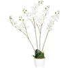 EasyComfort Orchidea Finta in Vaso Alta 75cm per Interno ed Esterno, Bianco
