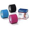 Benda adesiva leukotape k per taping fisioterapico larghezza5 cm lunghezza 5 m colore azzurro in rotolo