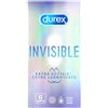 Durex Invisible Extra Lubrificato 6 Pezzi | Massima Sensibilità e Protezione