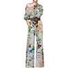 ORANDESIGNE Monopezzi e Tutine da Donna Tuta Lunga Jumpsuit Monospalla Elegante Abito Cerimonia Tuta Jumpsuit Manica Lunga Casual Stampa Pagliaccetti Pantaloni a Gamba Larga D Giallo M
