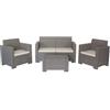 BICA s.p.a. LINEA RATTAN TORTORA SET DIVANETTO DA GIARDINO NEBRASKA 2, 2 POLTRONE, 1 SOFA 2 POSTI E TAVOLINO