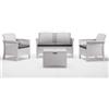 BICA s.p.a. LINEA RATTAN BIANCO SET DIVANETTO VENEZIA 2, 2 POLTRONE, 1 SOFA 2 POSTI E TAVOLINO