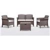 BICA s.p.a. LINEA RATTAN TORTORA SET DIVANETTO DA GIARDINO VENEZIA 2, 2 POLTRONE, 1 SOFA 2 POSTI E TAVOLINO