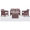 BICA s.p.a. LINEA RATTAN MARRONE SET DIVANETTO DA GIARDINO VENEZIA 2, 2 POLTRONE, 1 SOFA 2 POSTI E TAVOLINO