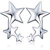 Yumilok Orecchini a clip in argento Sterling 925 con zirconi, a forma di stelle, ipoallergenici, ideali per donne e ragazze