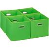 Relaxdays Set di 4 Scatola Portaoggetti, Set 4 Box Cubo da Scaffale HLP 30 x 30 x 30 cm, Portagiochi Pieghevole in Stoffa, Verde, Poliestere