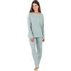 TRAMAS+ Pigiama Donna in 100% Cotone con Maglietta a Maniche Lunghe e Pantaloni Lunghi, Pigiama per Tutte Le Stagioni dell'Anno, Abbigliamento da Notte - S,Anita Verde Consumato