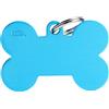 My Family MyFamily Medaglietta per Cane Made in Italy, Osso XL Azzurro, Targhetta Cane, Alluminio, Collezione Basic, 48x31 mm