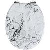 WENKO Sedile WC Onyx - Sedile WC con fissaggio in acciaio inox resistente contro la ruggine, MDF, 34.5 x 41 cm, Bianco