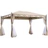 DecHome Gazebo da Giardino m 3 x 4 in Acciaio e Poliestere Beige GA802038