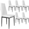 DUPI Confezione da 6 sedie da pranzo in ecopelle con gambe in metallo, modello JAVEA, sedie da cucina e soggiorno, Bianco