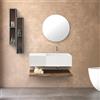 LBSIGN Lavabo 60 cm con cassetto laterale 40 cm bianco specchio e mensola inferiore Rovere - Itaca