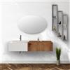 LBSIGN Lavabo bianco sospeso 60 cm con due cassetti laterali 40 cm rovere oro e specchio - Itaca