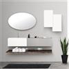 LBSIGN Lavabo 60 cm con due cassetti laterali 40 cm grigi specchio e mensole inferiori Rovere Scuro - Itaca