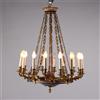 Lampadario Antico Stile Restaurazione Bronzo Dorato 16 Luci '900