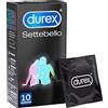 Durex 10 Preservativi Durex Settebello Lunga Durata con Lubrificante Performa Prolungano il Piacere Azione Ritardante Forma Classica 1 Scatola da 10 Profilattici