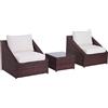 VivaGarden Set Mobili Da Giardino Pe Rattan Tavolino Poltrone Marrone 863004