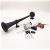 YIYIDA Clacson ad Aria Per Auto 150dB Tromba d'aria per auto 450mm in zinco cromato nero tromba tromba singola con pompa ad aria compressore per qualsiasi veicolo da 12V camion moto barche SUV ecc