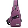 FANDARE Zaino Monospalla Unisexe Borsa a Tracolla Uomo Donna Borsa Sportiva Sling Bag, per Trekking/Ciclismo/Libri/Viaggio/Sports/Alpinismo Viola