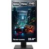 DeepGaming - Monitor FHD da 24 pollici con regolazione dell'altezza, schermo orizzontale o verticale, USB-C con PowerDelivery, 75Hz, 5ms, 2 altoparlanti da 3W, ingressi HDMI+DP+USB-C, nero