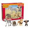 SCHLEICH WILD LIFE | Set iniziale Africa 42721 con elefante, zebra, leone e scimmia | figure di animali | giocattolo zoo o decorazione safari | regalo per bambini dai 3 anni | set da 4 pezzi