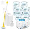 JEHONN Pulisci Water Usa e Getta, Scopino WC con Spugnette Monouso Montaggio a Parete Manico Lungo con 40 Ricariche Cleaner(Giallo)