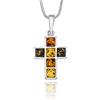 Copal Collana Da Donna Con Ciondolo A Croce In Ambra E Catena In Argento