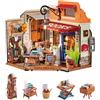 Rolife Casa delle Bambole Libreria ad Angolo con Luci LED Kit Casa in Miniatura Fai da Te Casa delle Bambole Kit con Mobili Modello in Legno 3D Puzzle Regalo di Natale per Bambini e Adulti