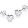Carissima Orecchini a Perno con Zircone Cubico Rotondo da 5 mm in Oro Bianco 9 ct