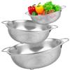 NVIYAM Set di 3 colino per pasta in acciaio inox con manici, colino da cucina, micro perforato lucido, in metallo, per tagliatelle, frutta, riso, verdura, colino lampo, lavabile in lavastoviglie, scolapasta