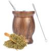 Yitobici Tazza Mate, set di tazze da tè Mate, con cannuccia Mate e spazzola per la pulizia, design isolante a doppia parete, per tè Mate (venatura del legno).