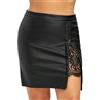 WSZJLN Gonna Slim in Pelle a Vita Media con Cuciture in Pizzo Che Copre i Fianchi da Donna-Nero-S