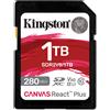 Kingston Technology Memoria flash Kingston Technology 1TB Canvas React Plus SDXC UHS-II 280R/150W U3 V60 for Full HD/4K [SDR2V6/1TB]