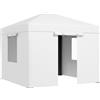 Outsunny Copertura per Gazebo 3x3 m in PE Impermeabile con Porte a Cerniera e Finestre, Bianco