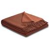 biederlack Plaid con frange cashmere colore ruggine terracotta dimensioni 150x200