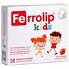 Ferrolip Kids Integratore Ferro Bambini 3+ Anni con Acido Folico, Vitamina C e B12 (20 Bustine Orosolubili alla Fragola) -Senza Fastidi Gastrointestinali - Privo di Sapore Metallico