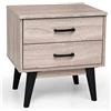 BAKAJI Comodino Camera da Letto Mobiletto 2 Cassetti Libreria Bassa Tavolino Laterale Divano Design Moderno Scandinavo in Legno MDF 4 Piedini Colore Nero (Quercia)
